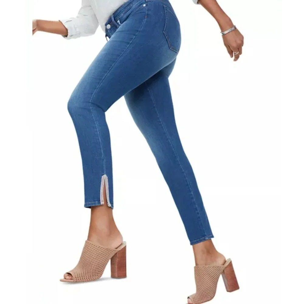 NYDJ Ami‎ Skinny Blue Jeans Crop Ankle Slit Womens Sz 16 Plus Ladera